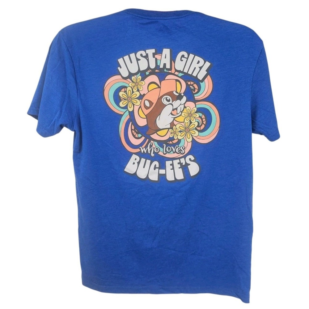 Just A Girl Who Loves Buc-ee's T Shirt Womens Large Blue Crew Neck Short Sleeve